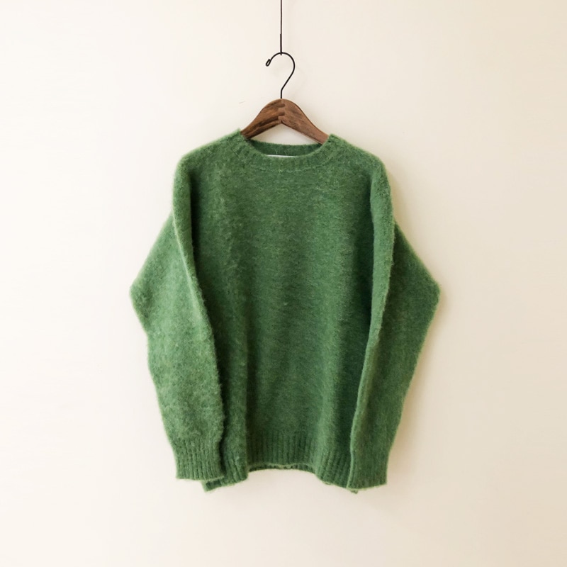 Shetland　Woollen　Co.　Crew Neck Plain unisex　Crab apple