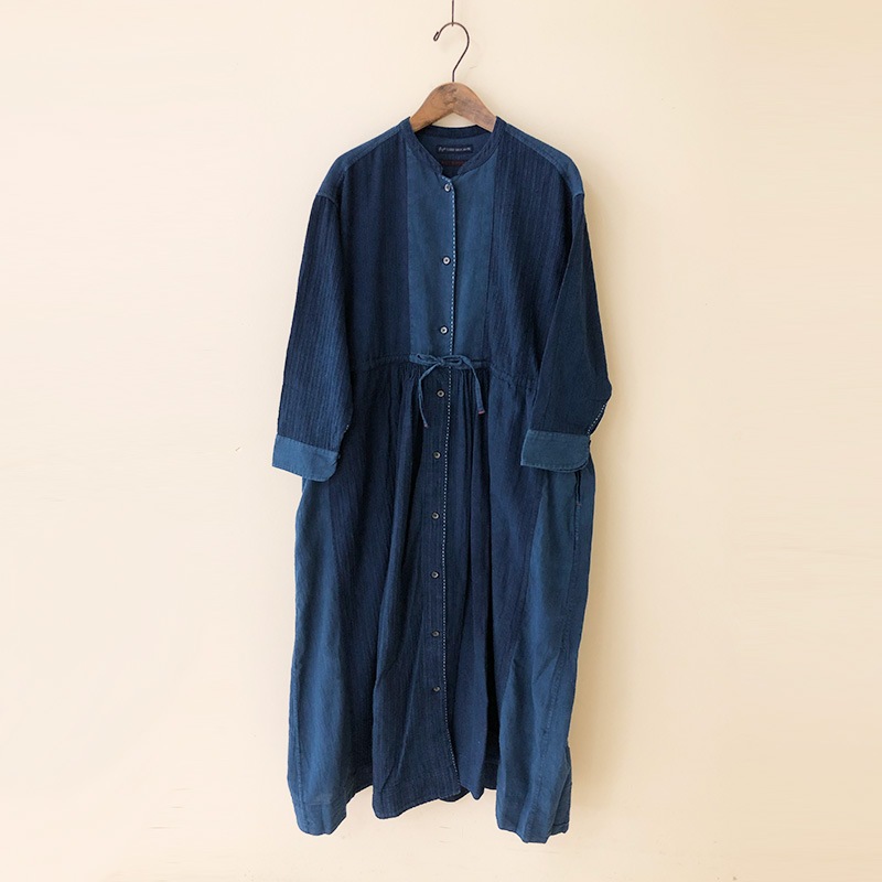ティグルブロカンテ ジャガードmix ヨーク切替ギャザー ワンピース Indigo