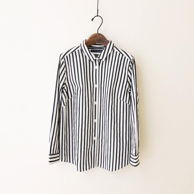 ティグルブロカンテ WasherStripe Ledies 9分袖 Shirt Monochrome