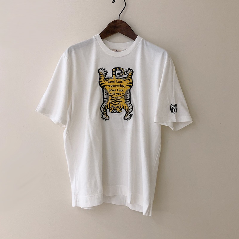 ティグルブロカンテ Flat Tigre 刺繍 S/ST unisex White