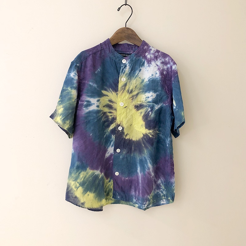 ティグルブロカンテ トランスランダム バンドカラー オープン S/S シャツ unisex BlueMix