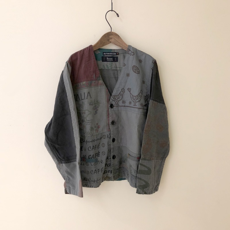ティグルブロカンテ ヴィンテージクロス Vネック ロングスリーブ シャツ unisex Charcoal サイズF