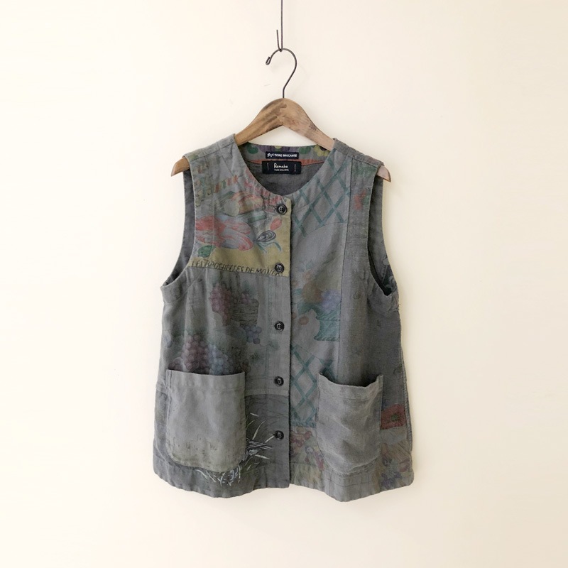 ティグルブロカンテ ヴィンテージクロス チュニック ベスト Charcoal