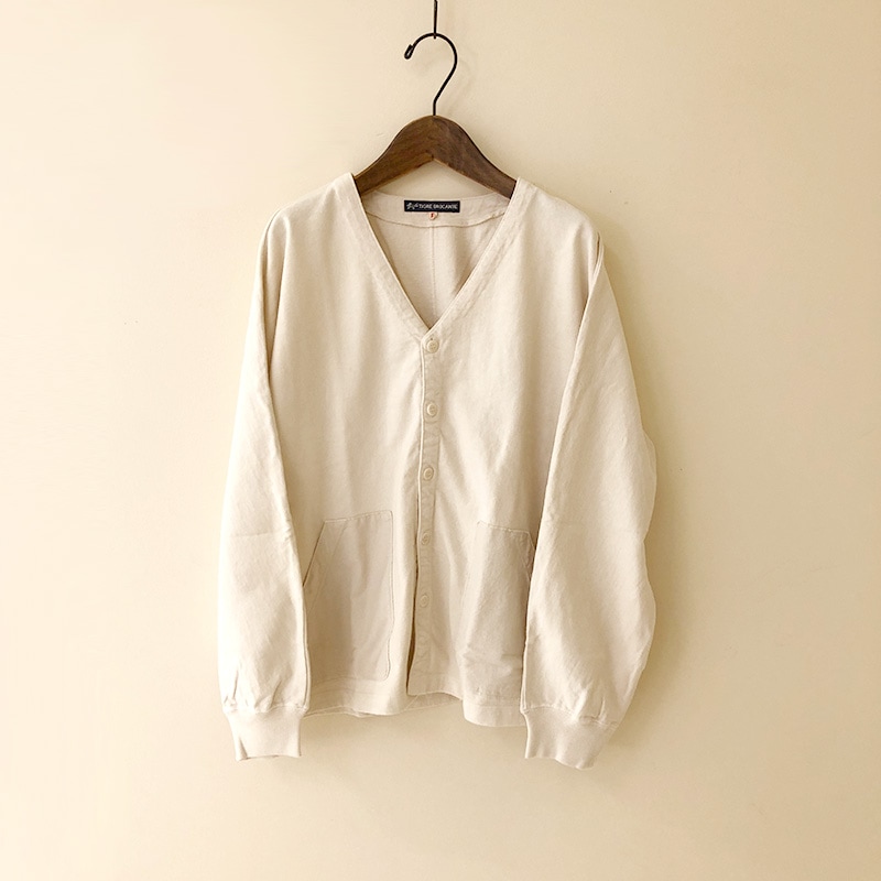 ティグルブロカンテ Mハード天竺 Vネック ストールマンカーディガン unisex ナチュラル