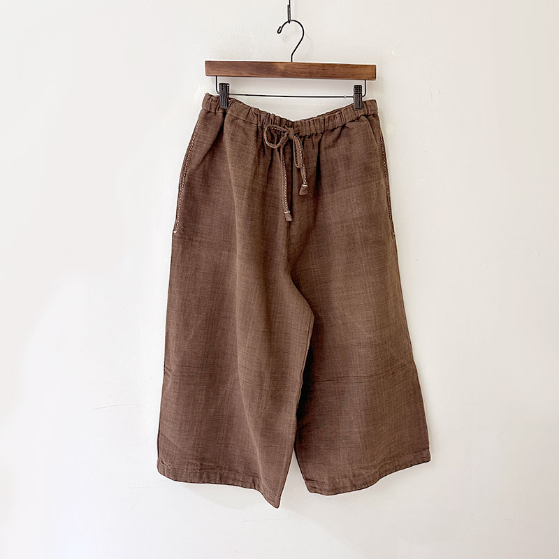 ティグルブロカンテ マグアHandwoven Cotton ギャザーワイドパンツ Brown