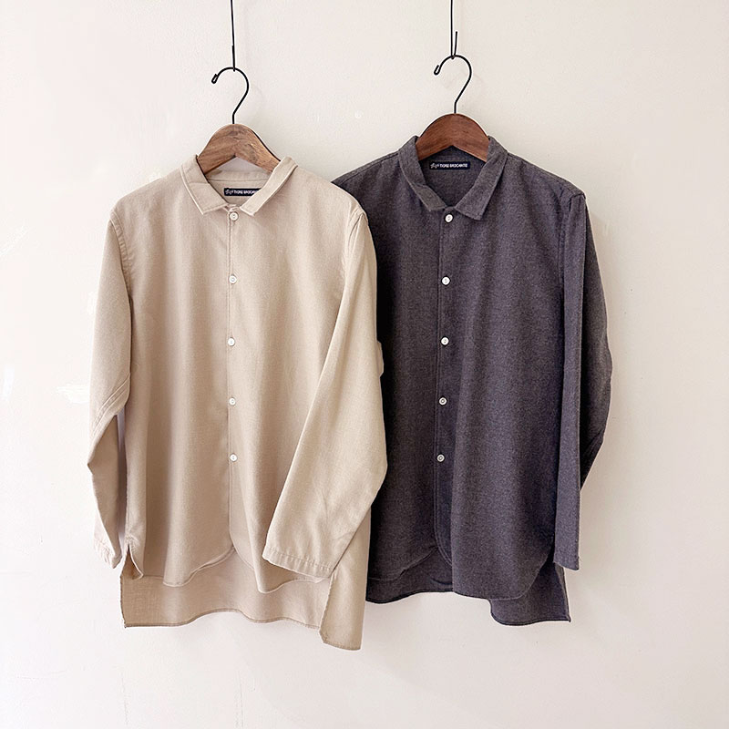 ティグルブロカンテ ビエラネルツイル スモールカラーロングシャツ unisex