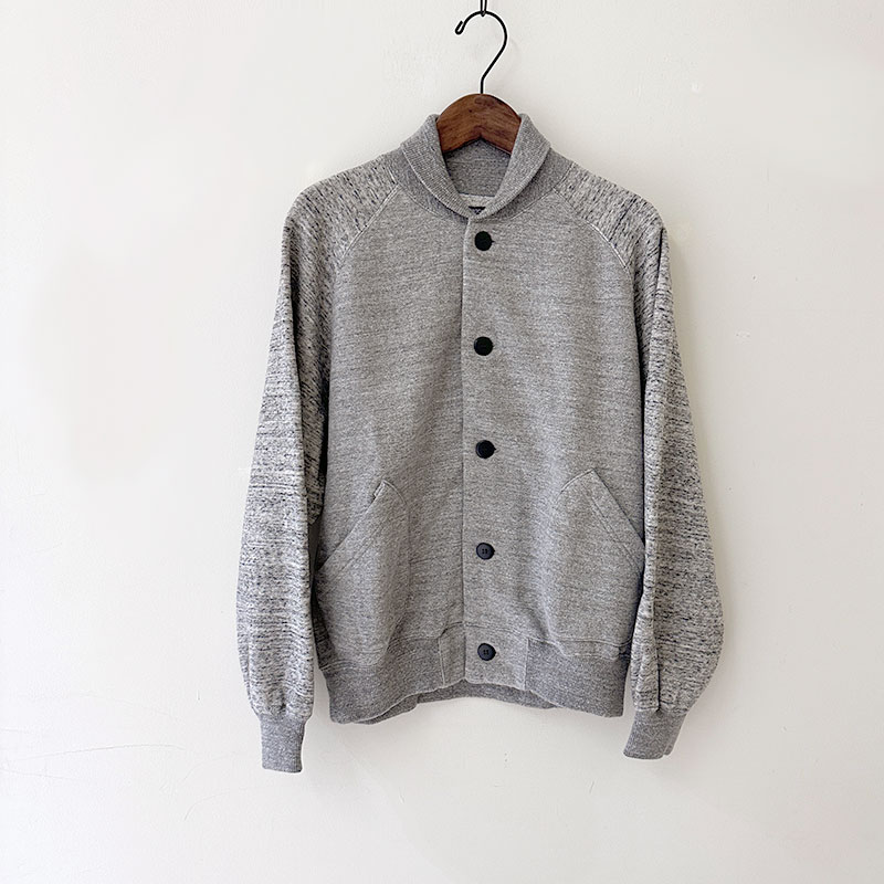 ティグルブロカンテ vintage杢グレー裏毛 ベースボールジャケット unisex