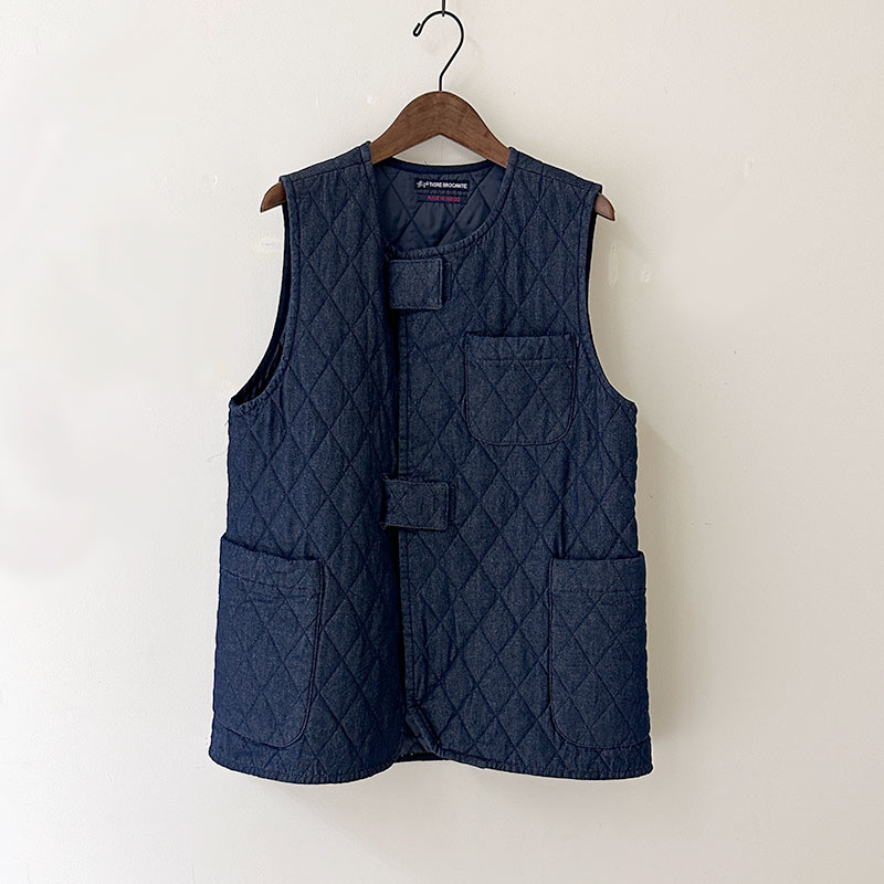 ティグルブロカンテ 7ozデニムキルティング ファスニングテープベスト