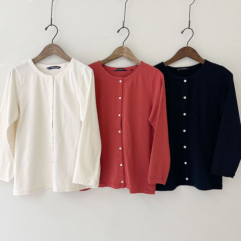 ティグルブロカンテ オーガニック30天竺 シンプルフラットカーディガン