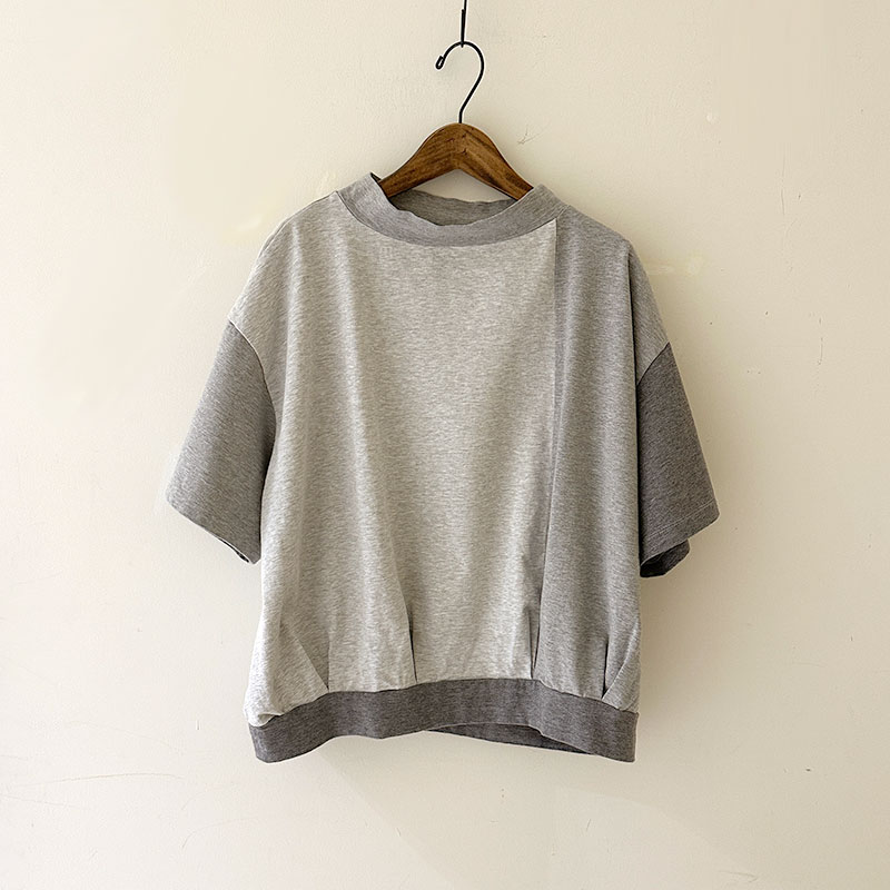 ティグルブロカンテ 杢グレー天竺MIX シェルタックTシャツ