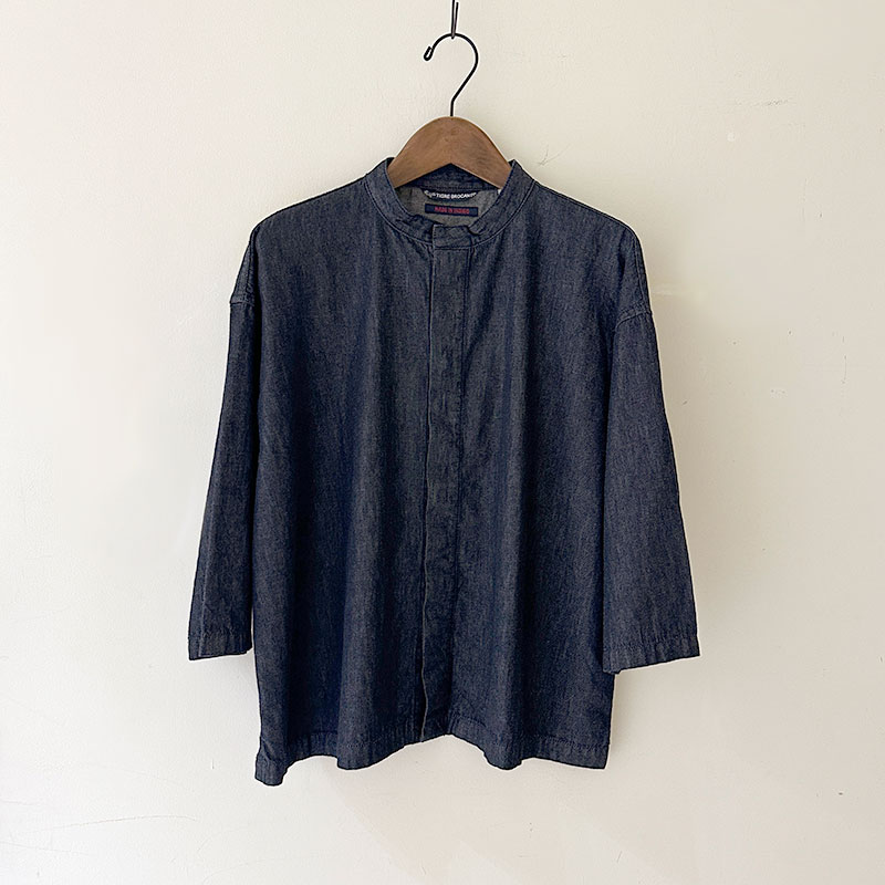 ティグルブロカンテ 6ozデニム ヤッコオープン8分袖シャツ unisex Indigo