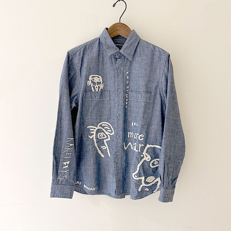 再入荷　ティグルブロカンテ kakei boys刺繍 レギュラーワークシャツ unisex indigo