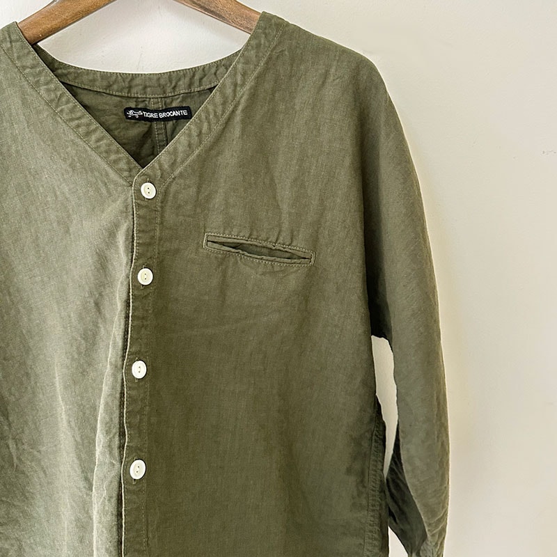 ティグルブロカンテ 40リネン Vネックストールマンシャツ unisex