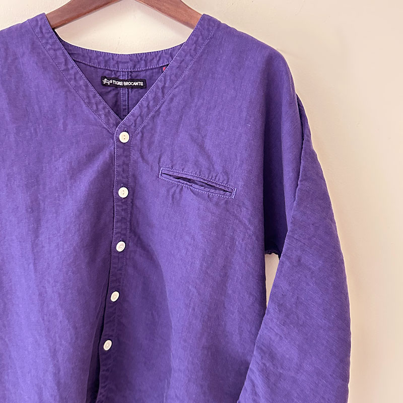ティグルブロカンテ 40リネン Vネックストールマンシャツ unisex