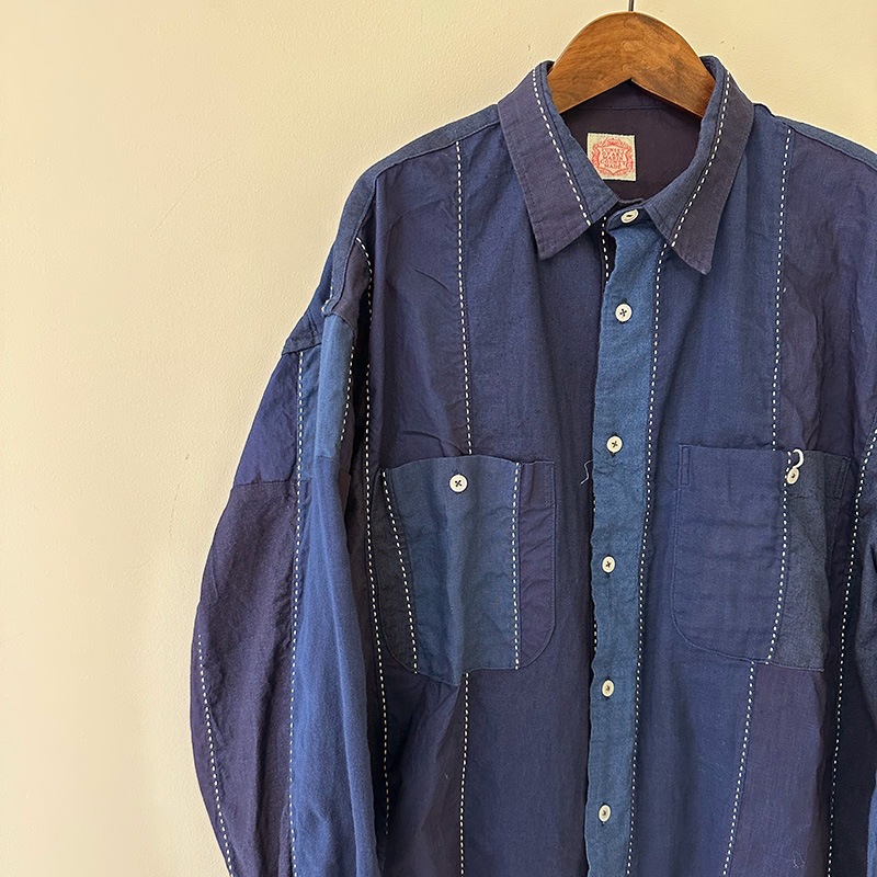 FUNSET OF ART IDG　刺し子パッチワークノームシャツ