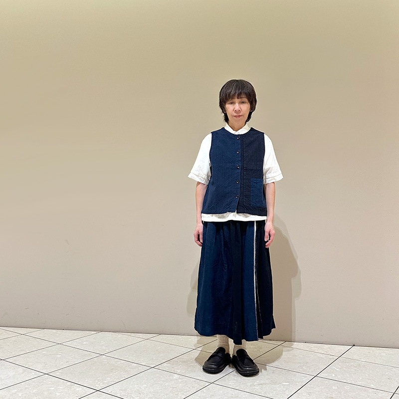 ティグルブロカンテ 藍の古布 オープンレギュラーベスト Indigo