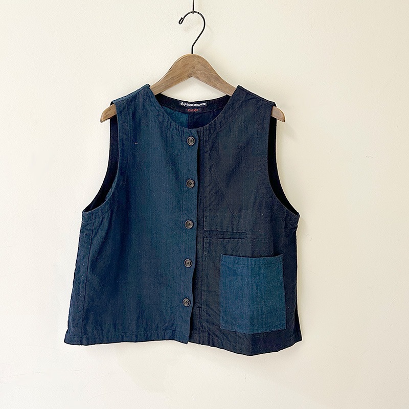 ティグルブロカンテ 藍の古布 オープンレギュラーベスト Indigo