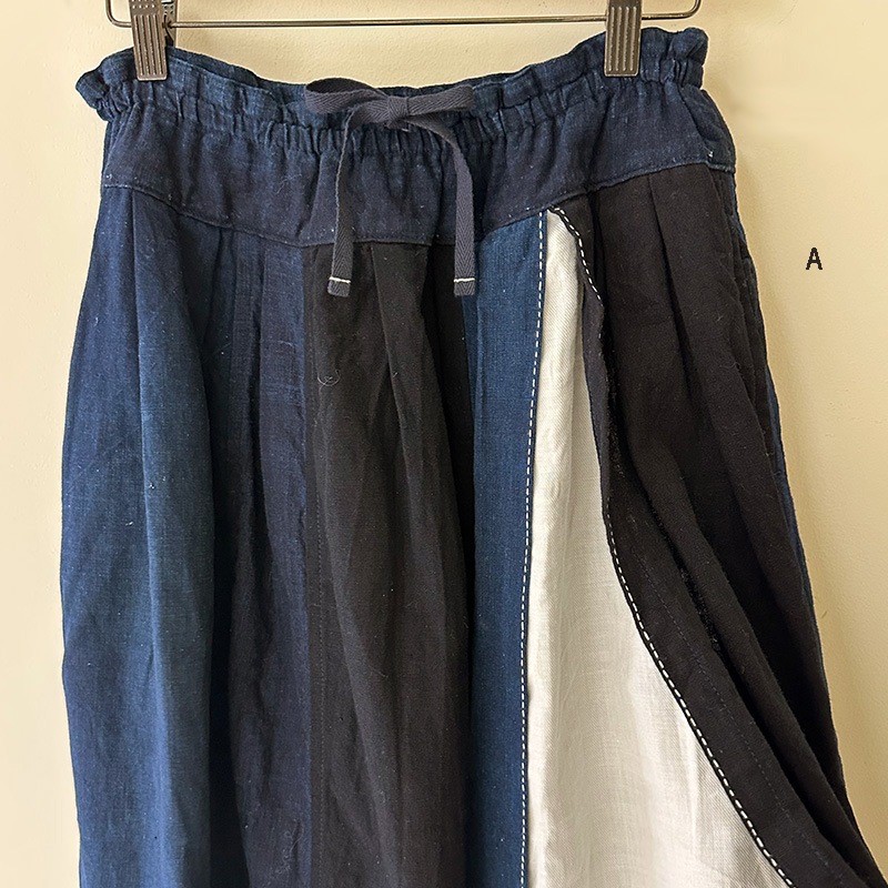 ティグルブロカンテ 藍の古布 スリットロングスカート Indigo