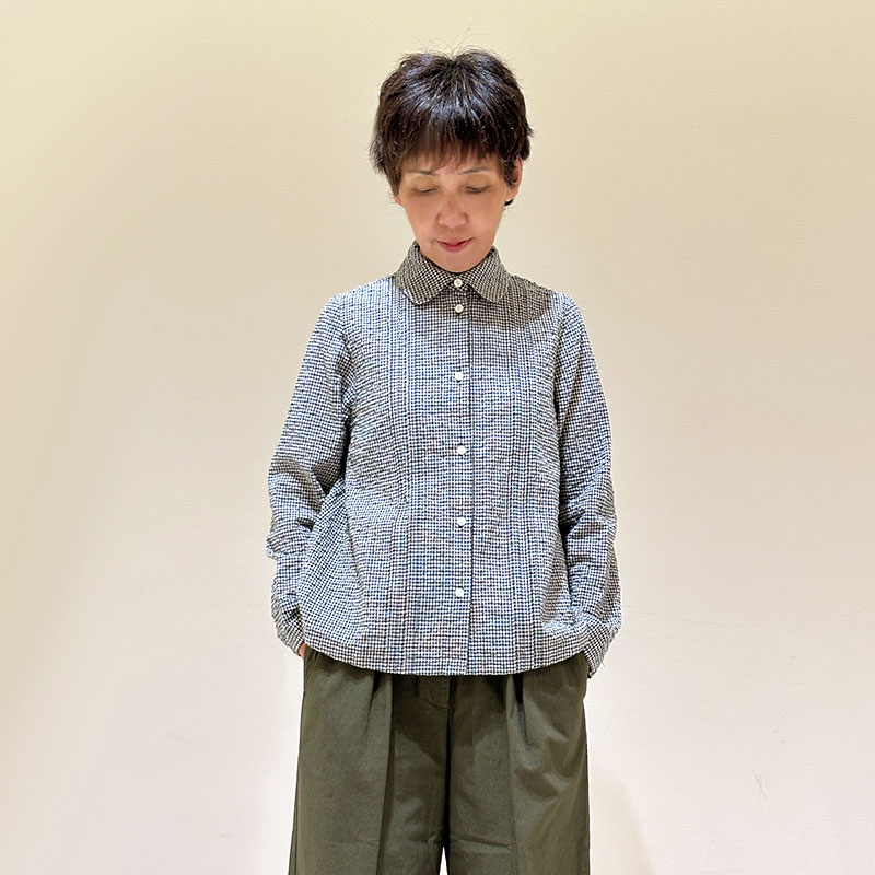 ティグルブロカンテ ギンガムドビー ピンタックシャツ