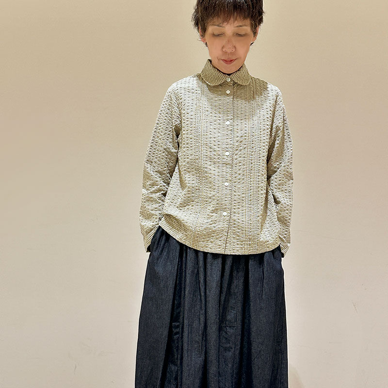 ティグルブロカンテ ギンガムドビー ピンタックシャツ