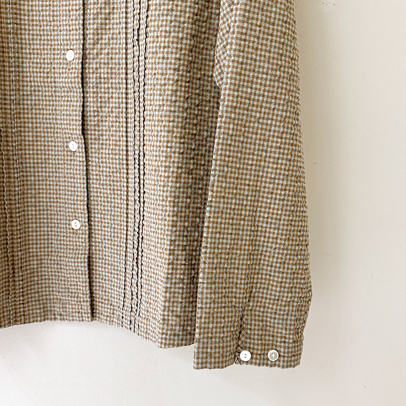 ティグルブロカンテ ギンガムドビー ピンタックシャツ