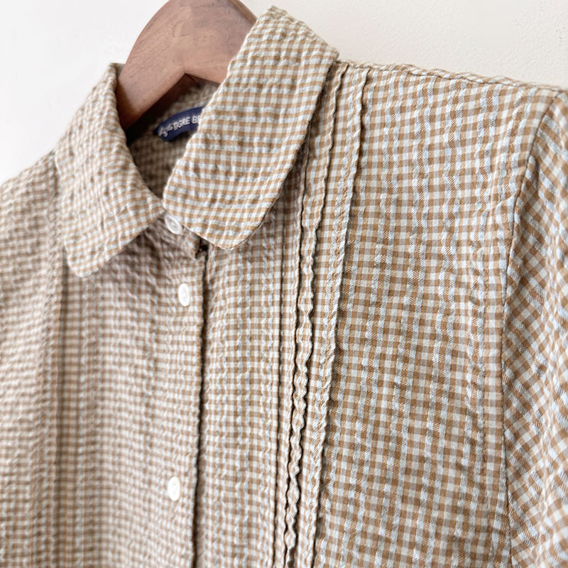 ティグルブロカンテ ギンガムドビー ピンタックシャツ