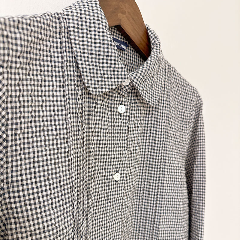 ティグルブロカンテ ギンガムドビー ピンタックシャツ