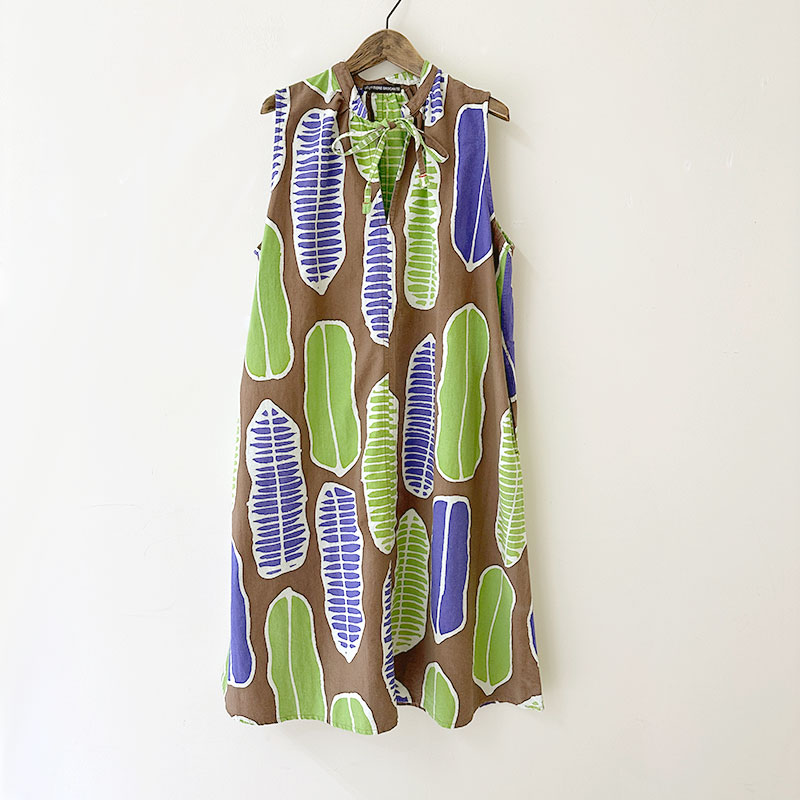 ティグルブロカンテ 南国の葉Batik ギャザーTie N/S ワンピース