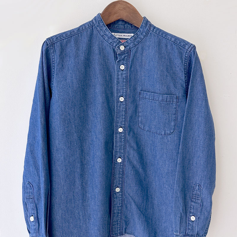 ティグルブロカンテ 6オンスデニム　スタンドカラーL/S シャツ　unisex　FADE
