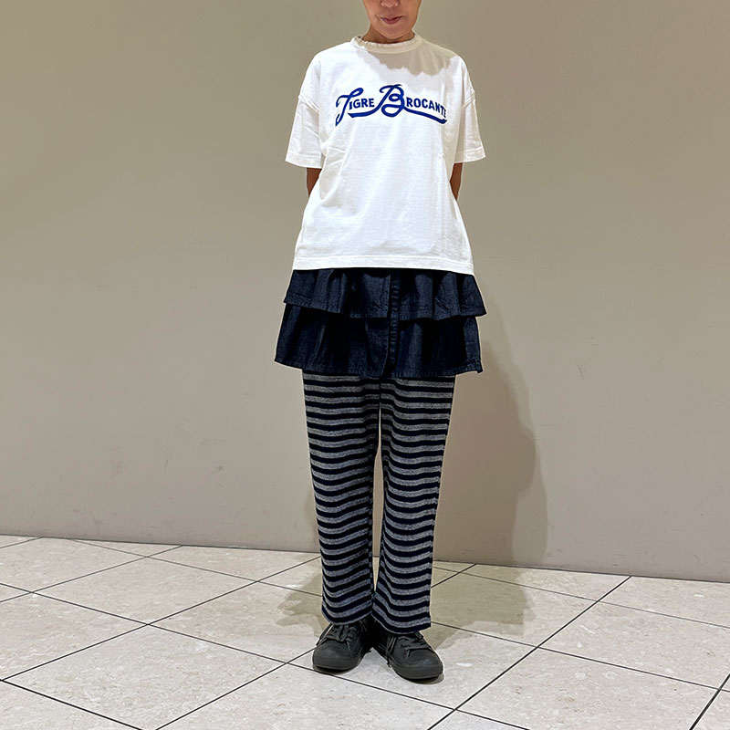 ティグルブロカンテ 6oz denim ラップフリルスカート Indigo
