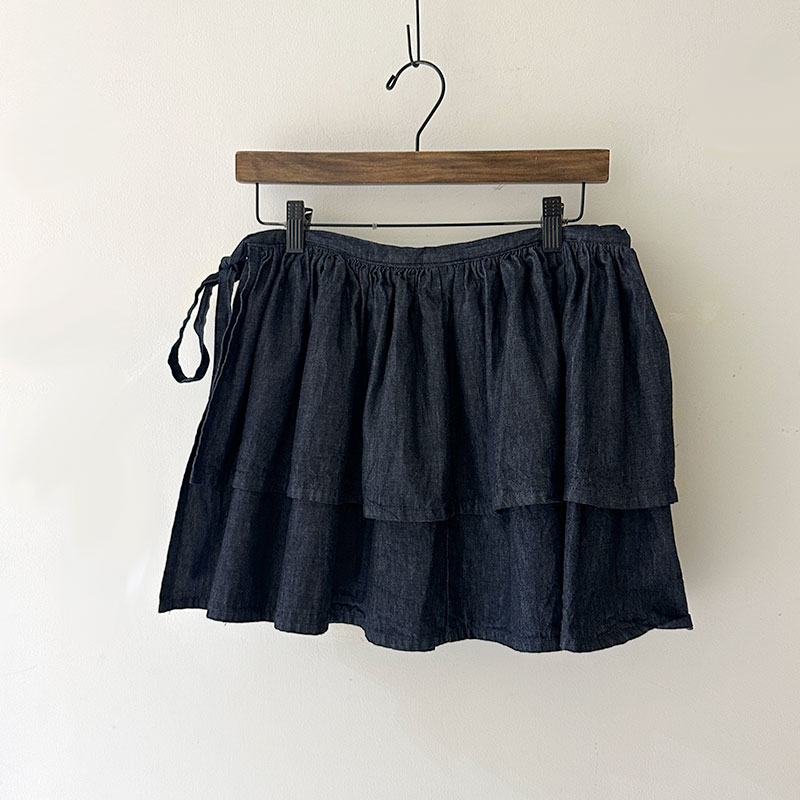 ティグルブロカンテ 6oz denim ラップフリルスカート Indigo