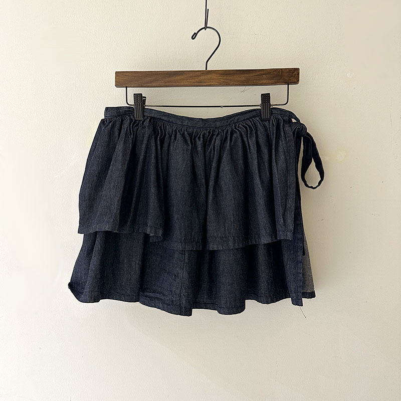 ティグルブロカンテ 6oz denim ラップフリルスカート Indigo