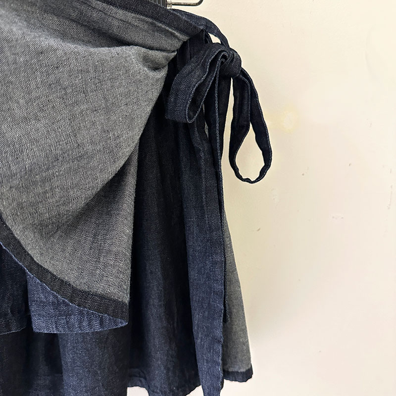 ティグルブロカンテ 6oz denim ラップフリルスカート Indigo