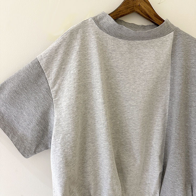 ティグルブロカンテ 杢グレー天竺MIX シェルタックTシャツ