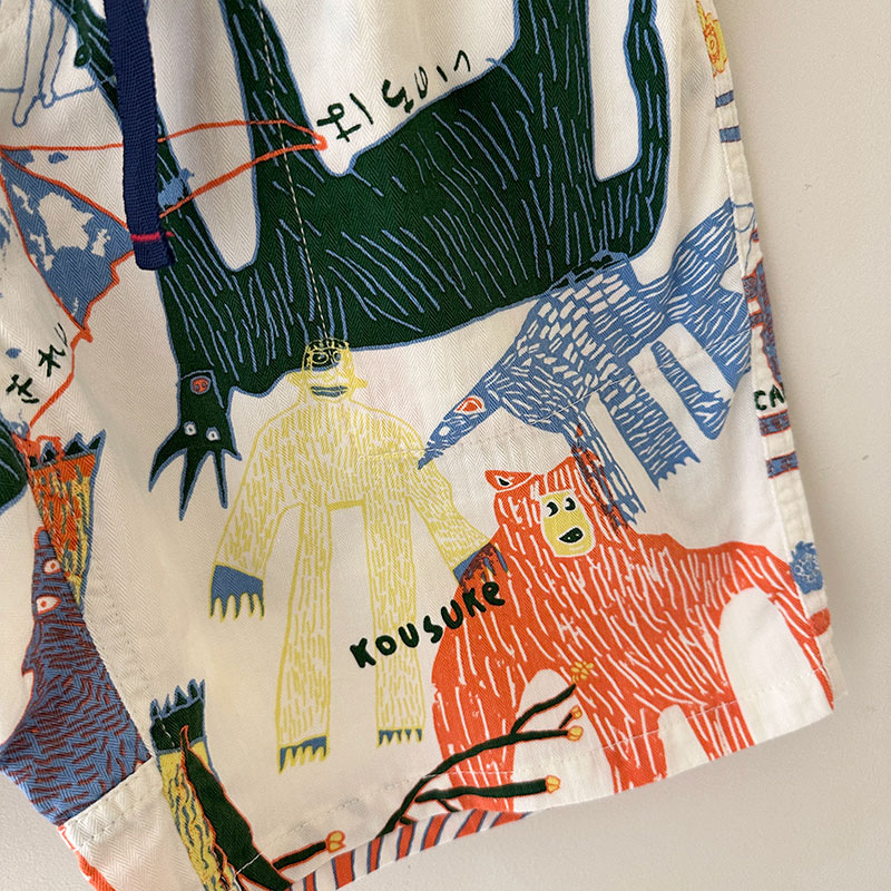 ティグルブロカンテ Lively animalsヘリンボン Easyショートパンツ unisex