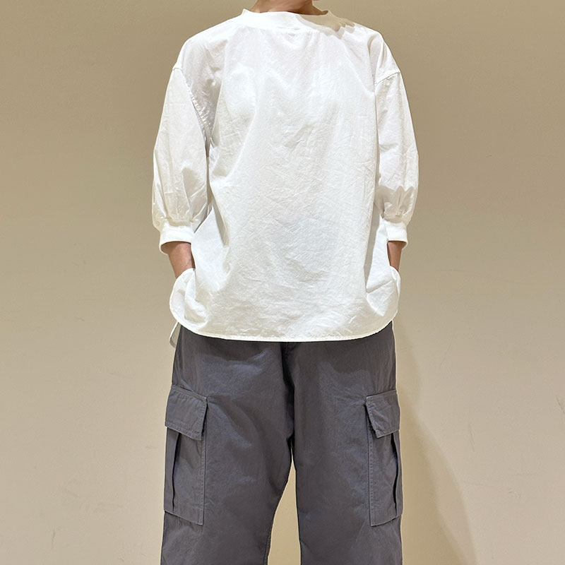 ティグルブロカンテ C/Liポプリン リブギャザーパフブラウス