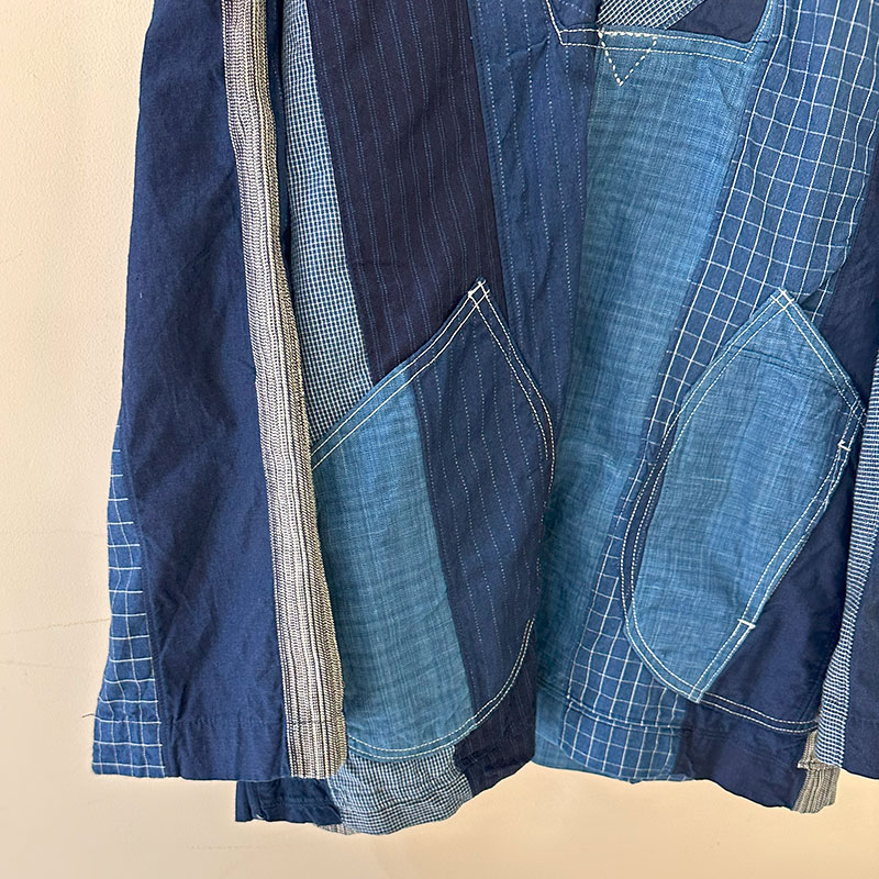 ファンセットオブアート パッチワーク インディゴ プルオーバー トップス 作務衣 FUNSET OF ART ファンセットオブアート INDパッチワーク作務衣プルCA