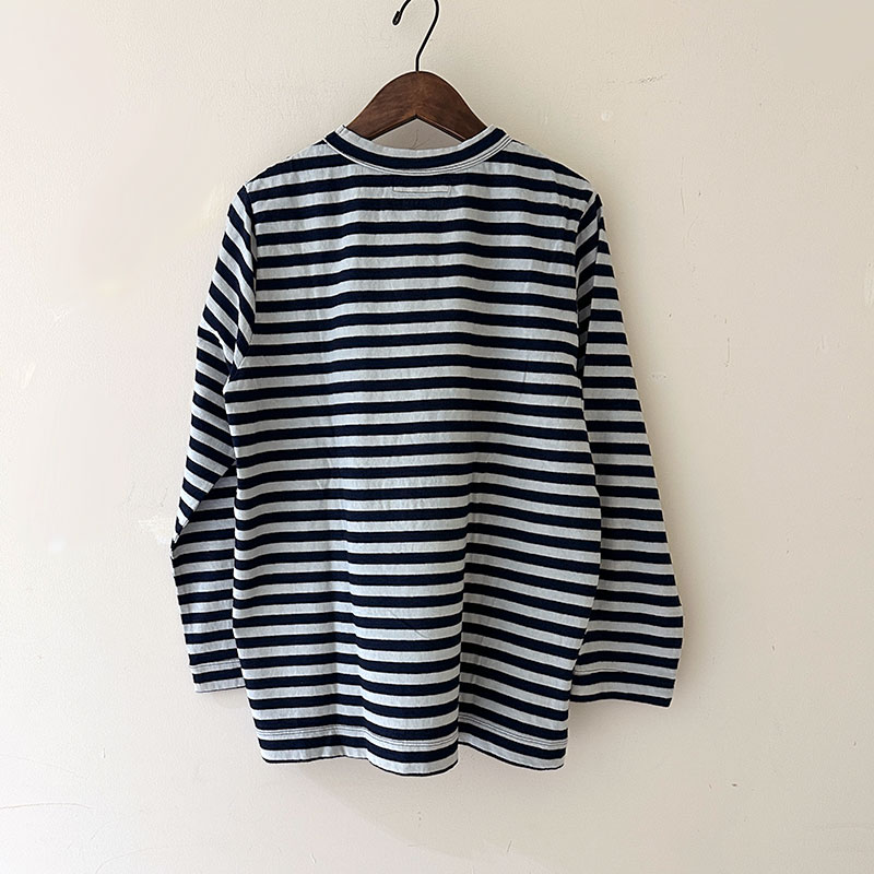 ティグルブロカンテ Indigoボーダー天竺 Ladiesクルー9分袖T