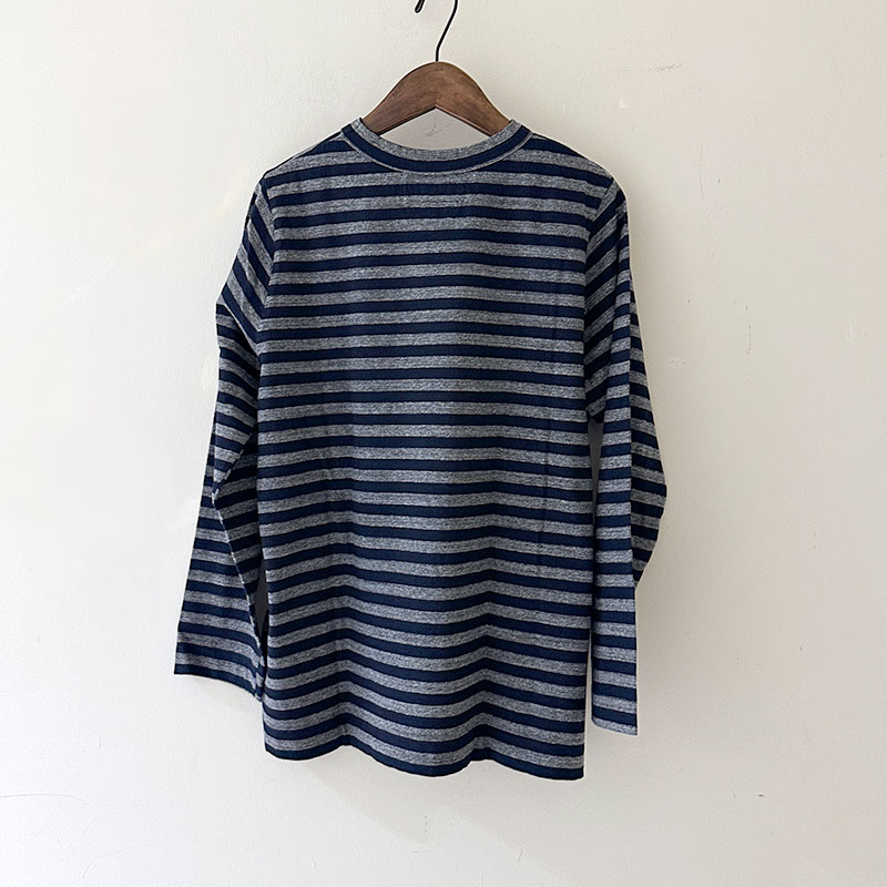 ティグルブロカンテ Indigoボーダー天竺 Ladiesクルー9分袖T