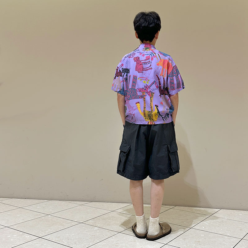 ティグルブロカンテ オーガニック玉虫 カーゴギャザーショートパンツ