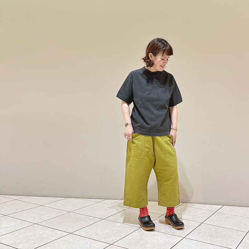 ティグルブロカンテ　コットンリネンパンツ ティグルブロカンテ コットンリネンツイル ギャザーワイドパンツ