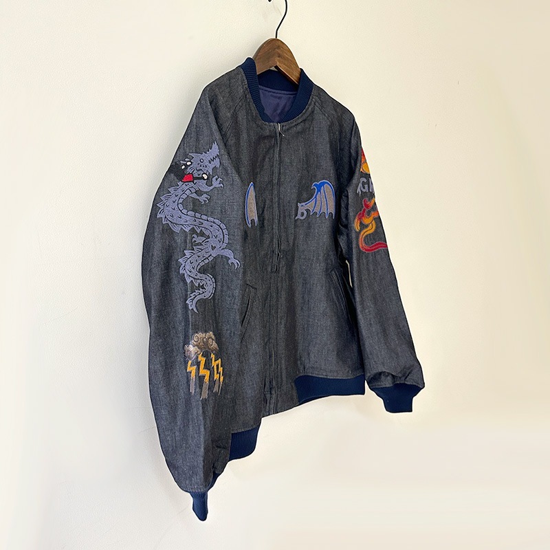 ティグルブロカンテ Indigo DRAGON刺繍 スカジャン unisex Indigo