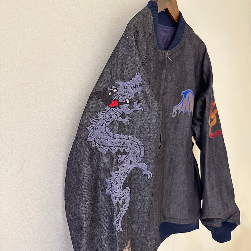 ティグルブロカンテ Indigo DRAGON刺繍 スカジャン unisex Indigo