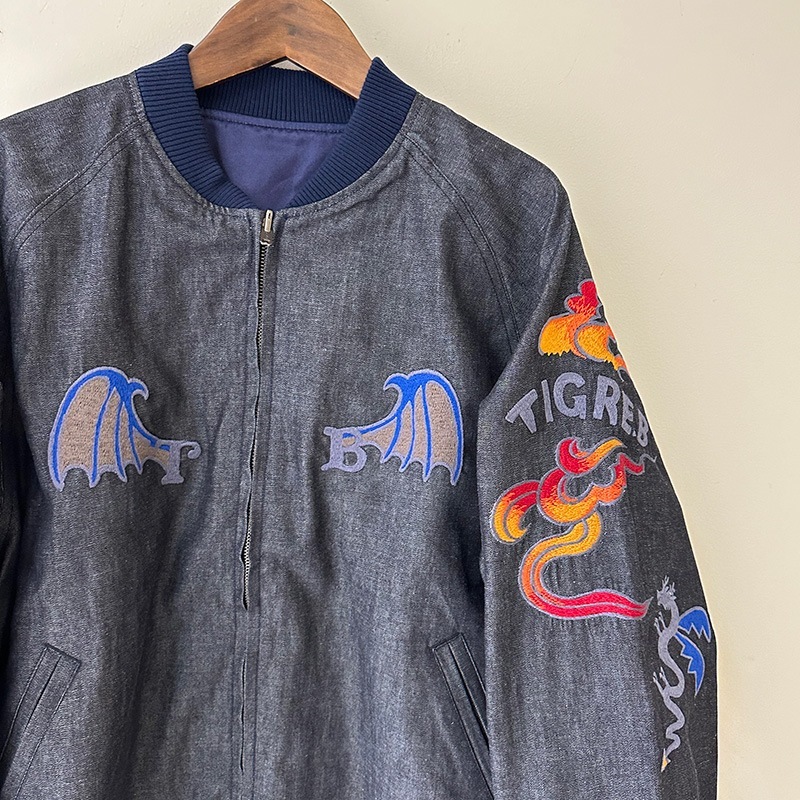 ティグルブロカンテ Indigo DRAGON刺繍 スカジャン unisex Indigo