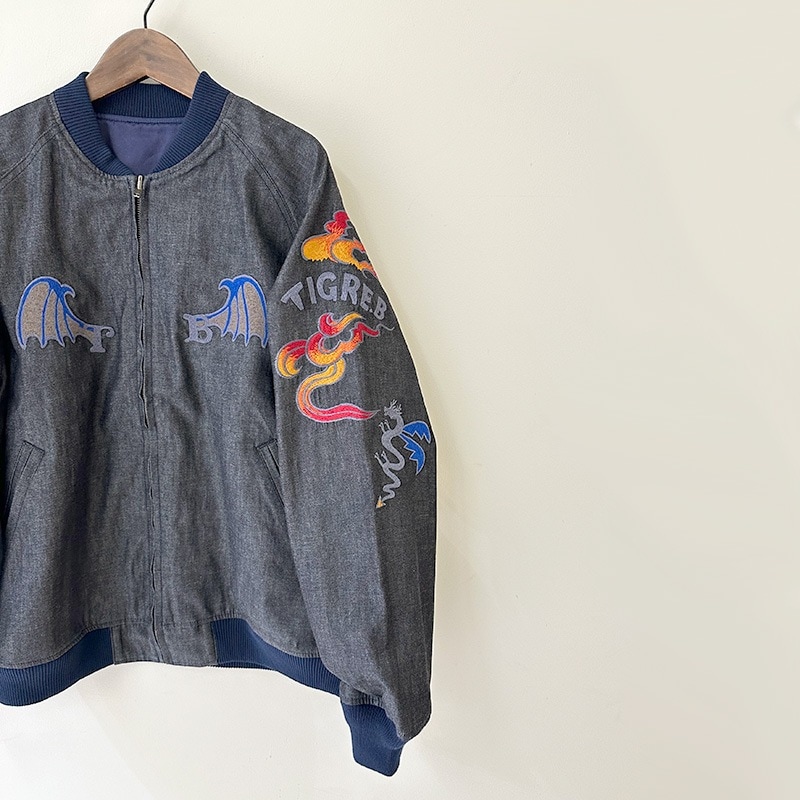 ティグルブロカンテ Indigo DRAGON刺繍 スカジャン unisex Indigo