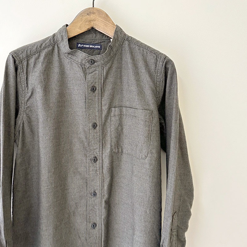 ティグルブロカンテ コットンテンセルネル スタンドカラーL/Sシャツ unisex Charcoal