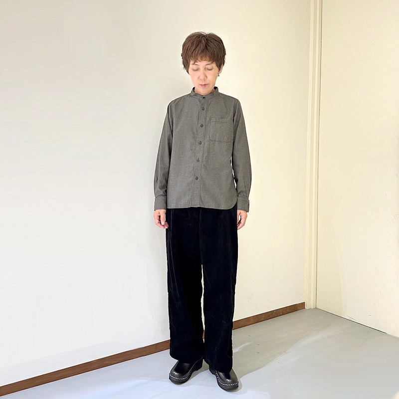 ティグルブロカンテ コットンテンセルネル スタンドカラーL/Sシャツ unisex Charcoal