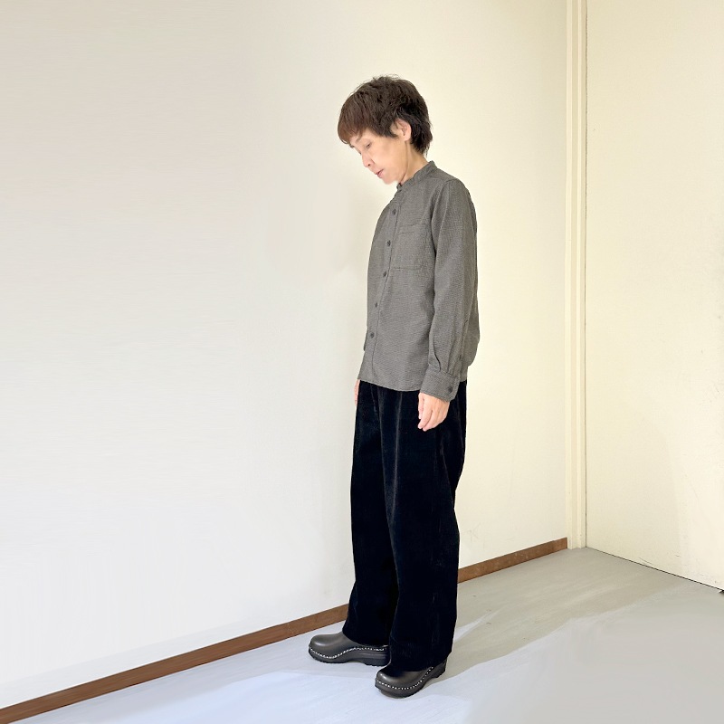 ティグルブロカンテ コットンテンセルネル スタンドカラーL/Sシャツ unisex Charcoal