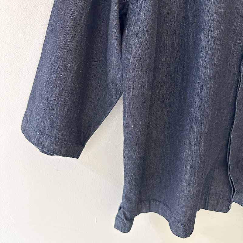 ティグルブロカンテ 6ozデニム ヤッコオープン8分袖シャツ unisex Indigo