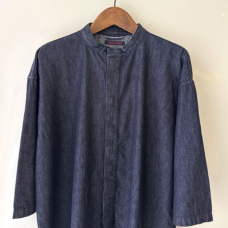 ティグルブロカンテ 6ozデニム ヤッコオープン8分袖シャツ unisex Indigo
